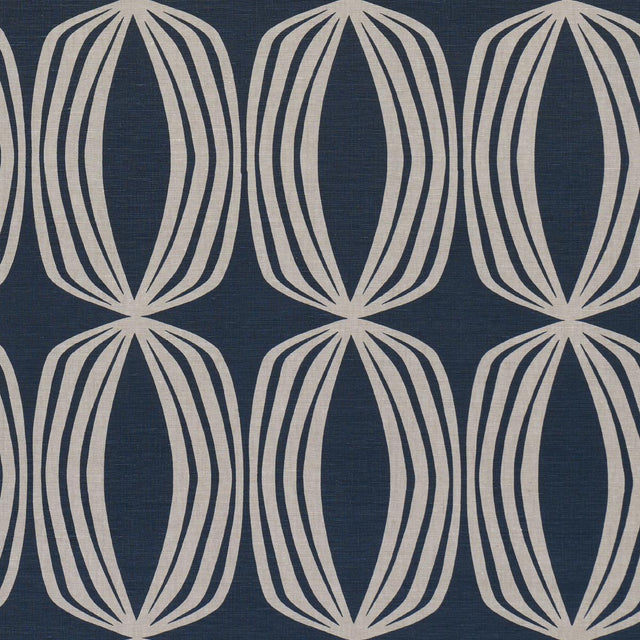 Schumacher Fontana Hand Print Indigo Fabric