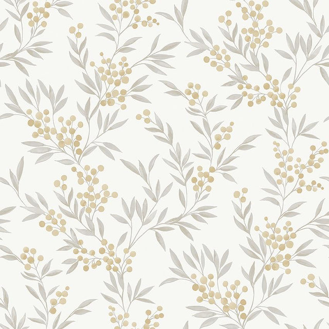 Schumacher Forest Berries Ochre And Ivory Wallpaper