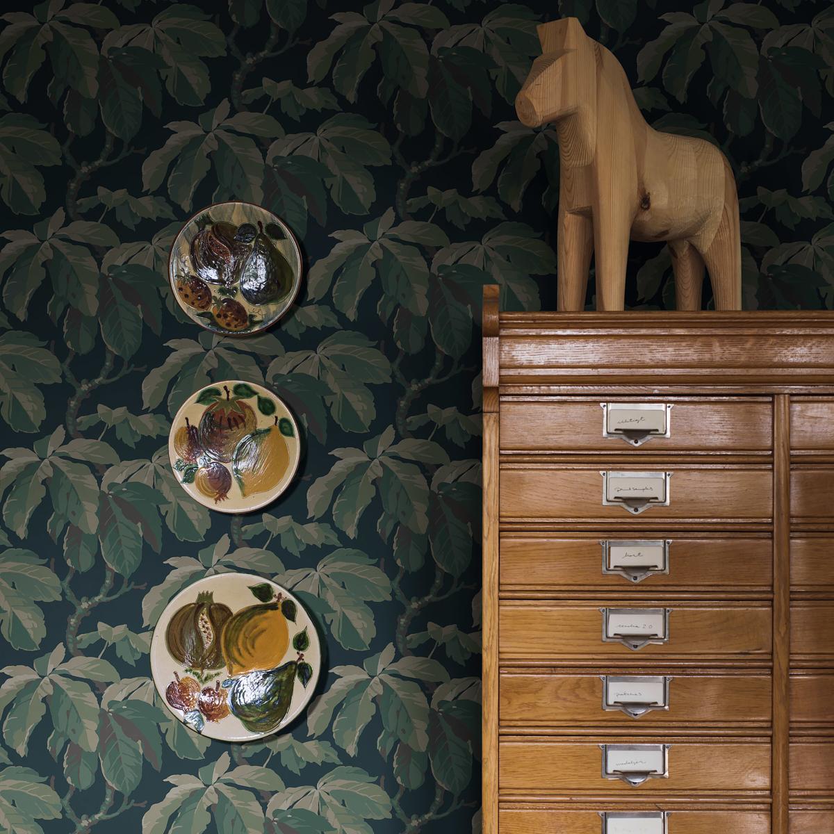 Schumacher Kastanj Spruce Wallpaper