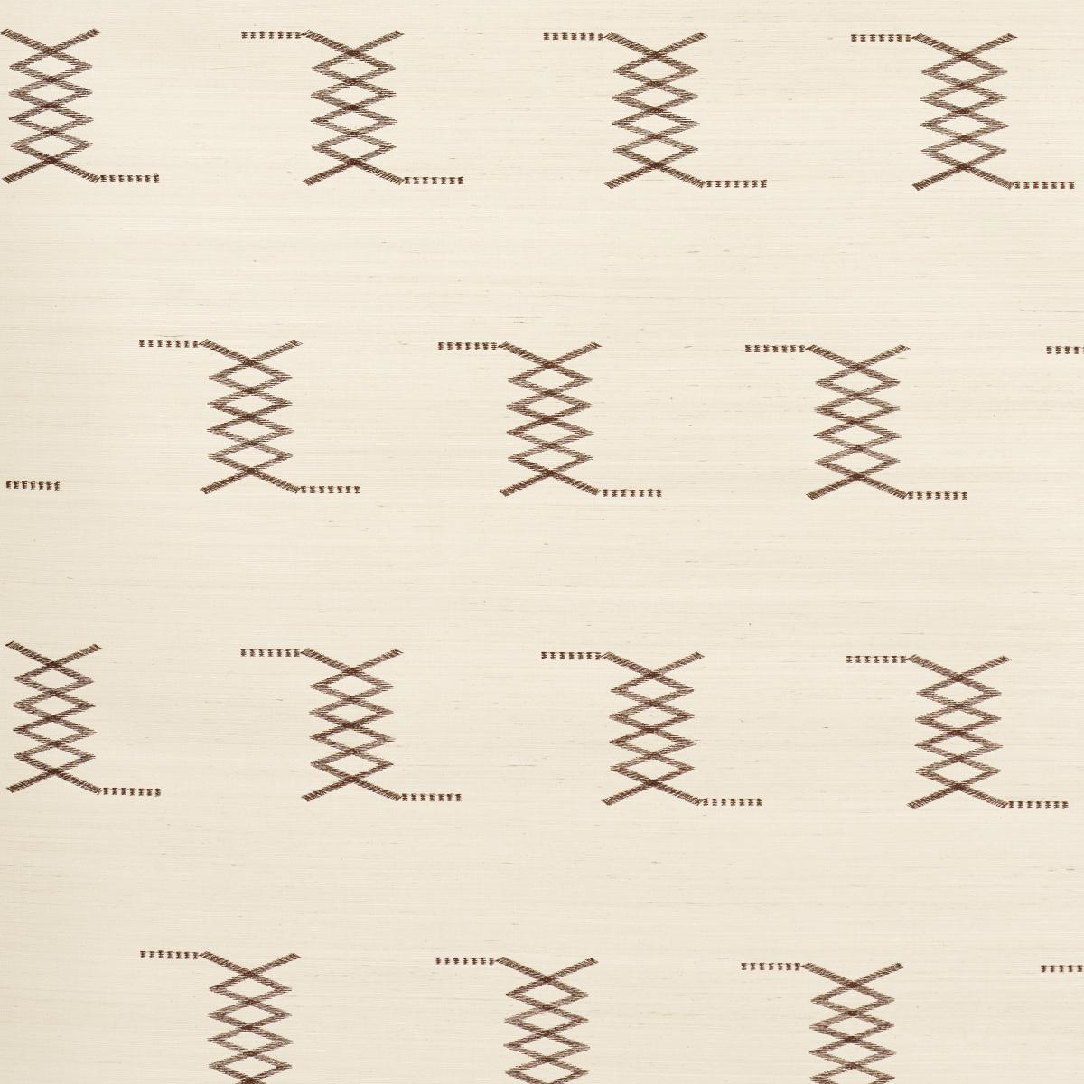 Schumacher Kin Sisal Embroidery Hazel On Ivory Wallpaper