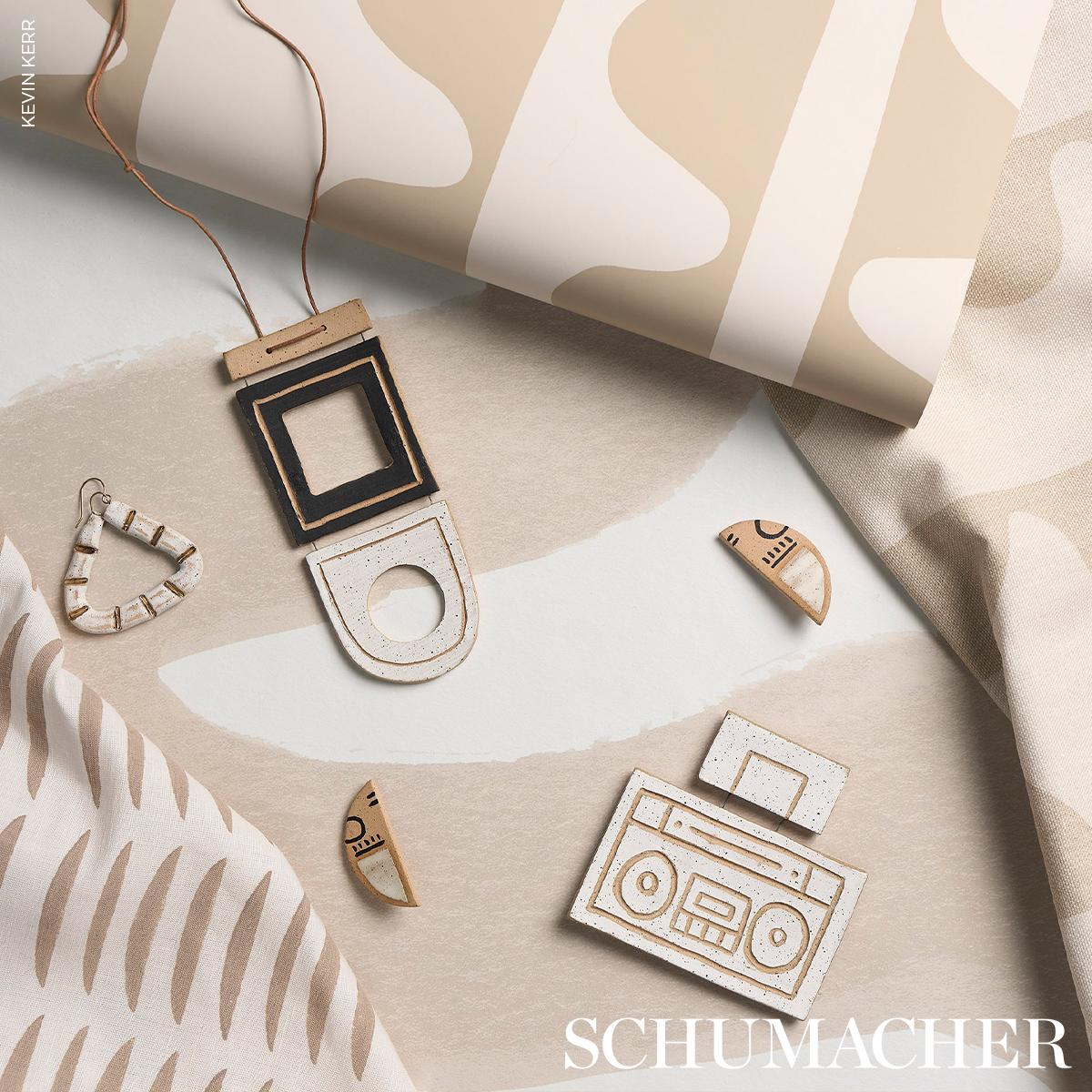 Schumacher Trace Sand Wallpaper