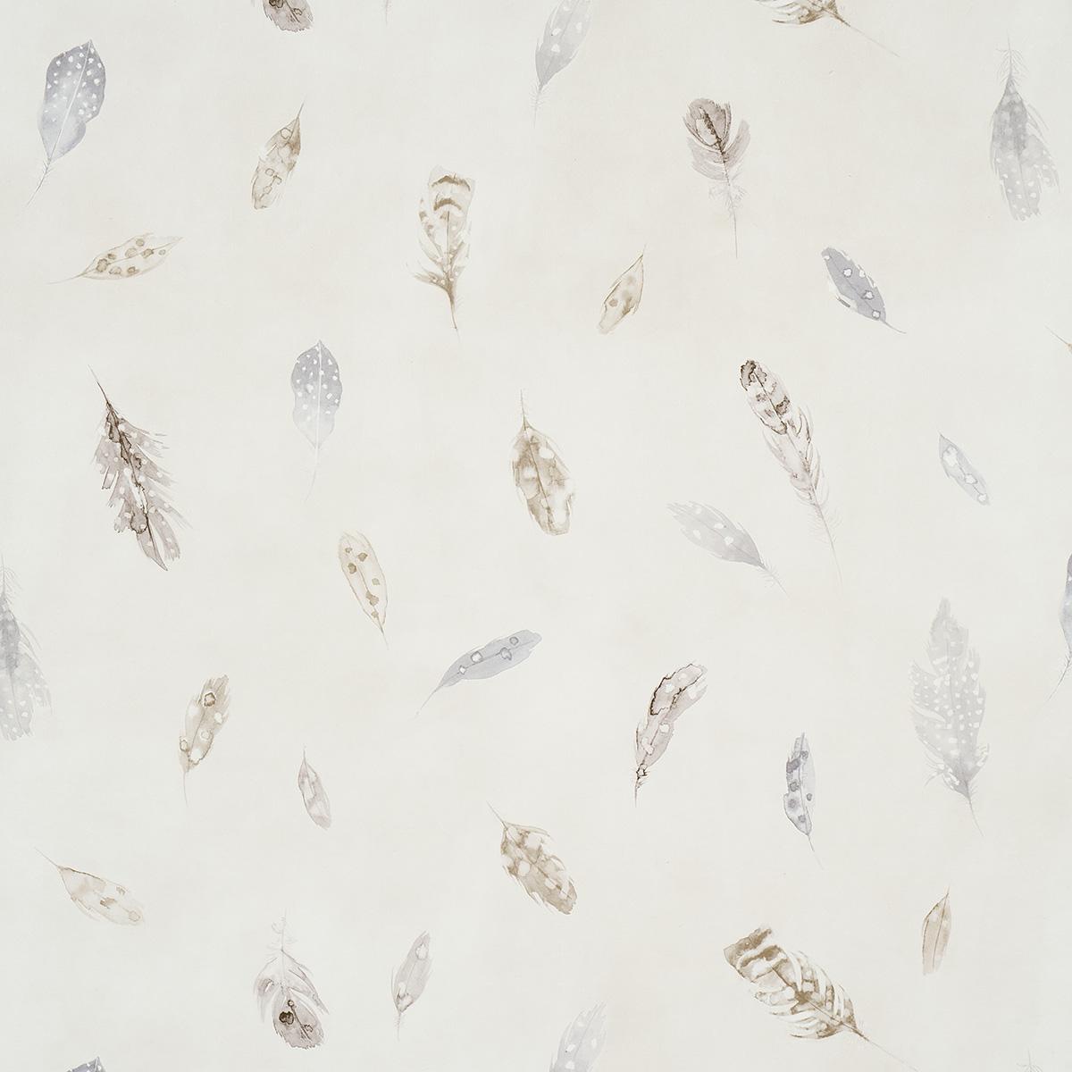 Schumacher Woodland Feathers Pebble Wallpaper