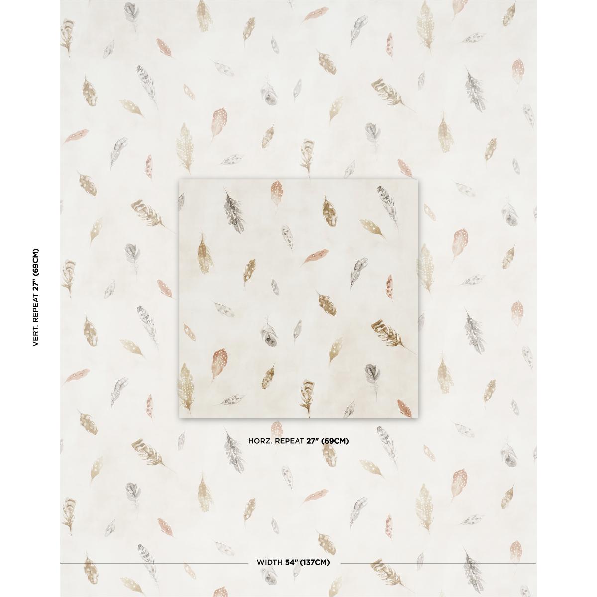 Schumacher Woodland Feathers Pebble Wallpaper