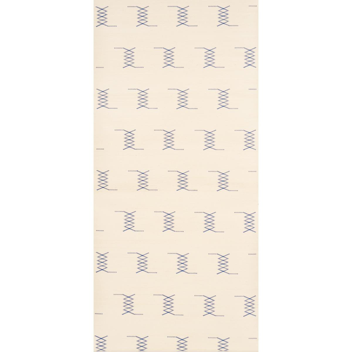 Schumacher Kin Sisal Embroidery Ink On Ivory Wallpaper