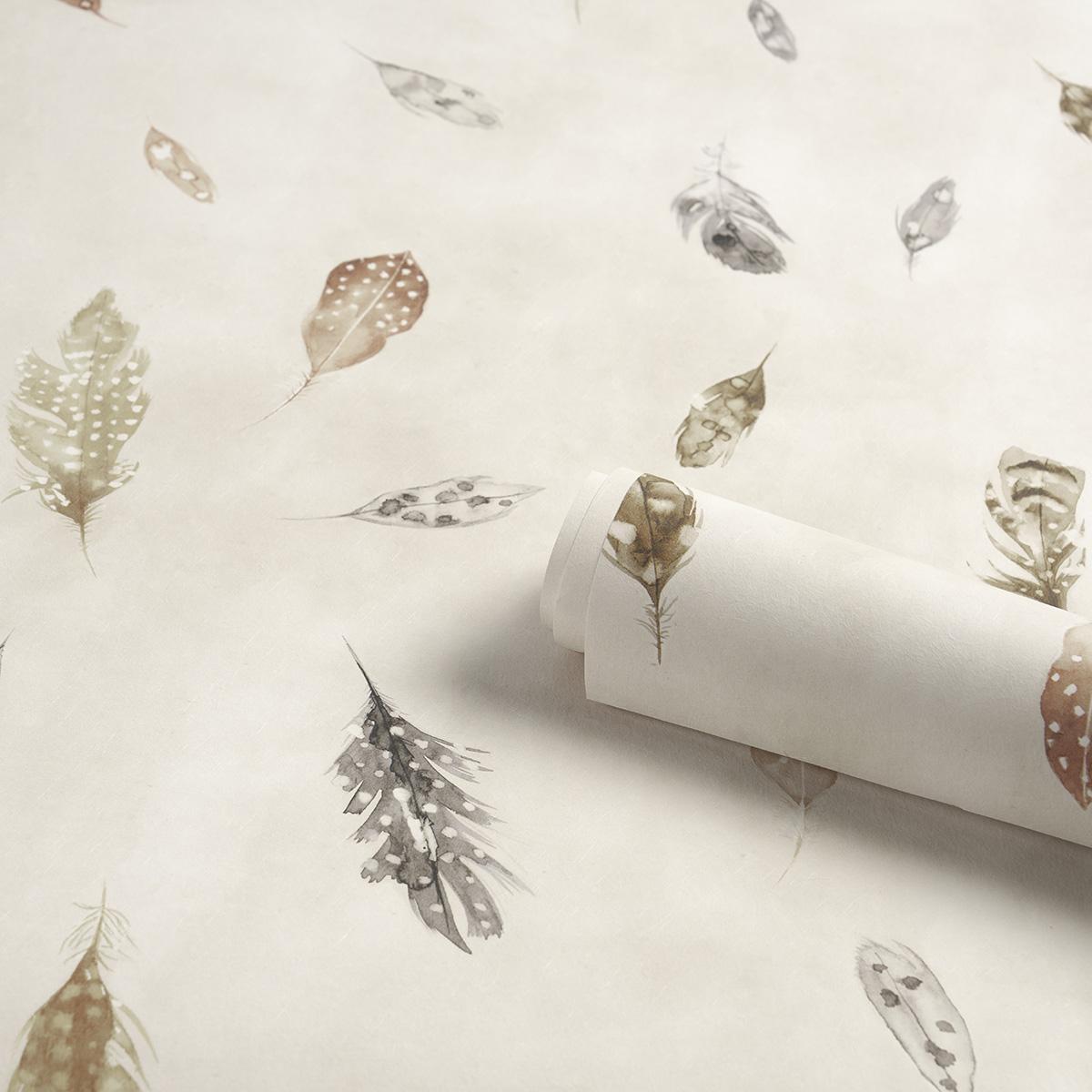 Schumacher Woodland Feathers Autumn Wallpaper