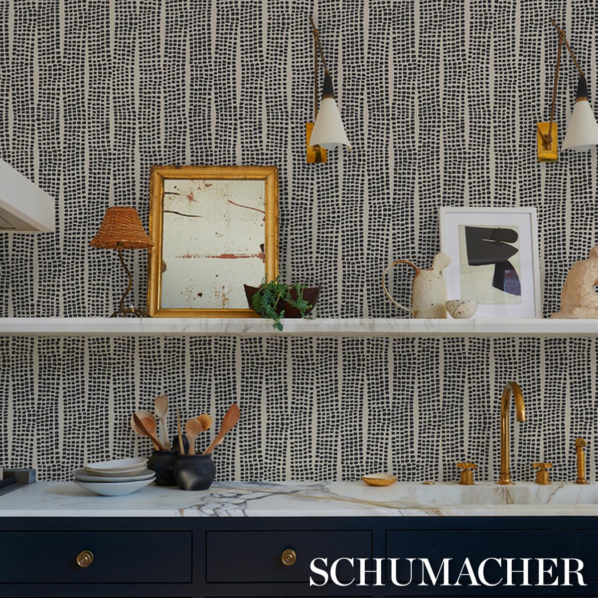 Schumacher Noland Vinyl Carbon Wallpaper
