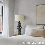 Schumacher Etti Waterlily Wallcovering Silver Wallpaper