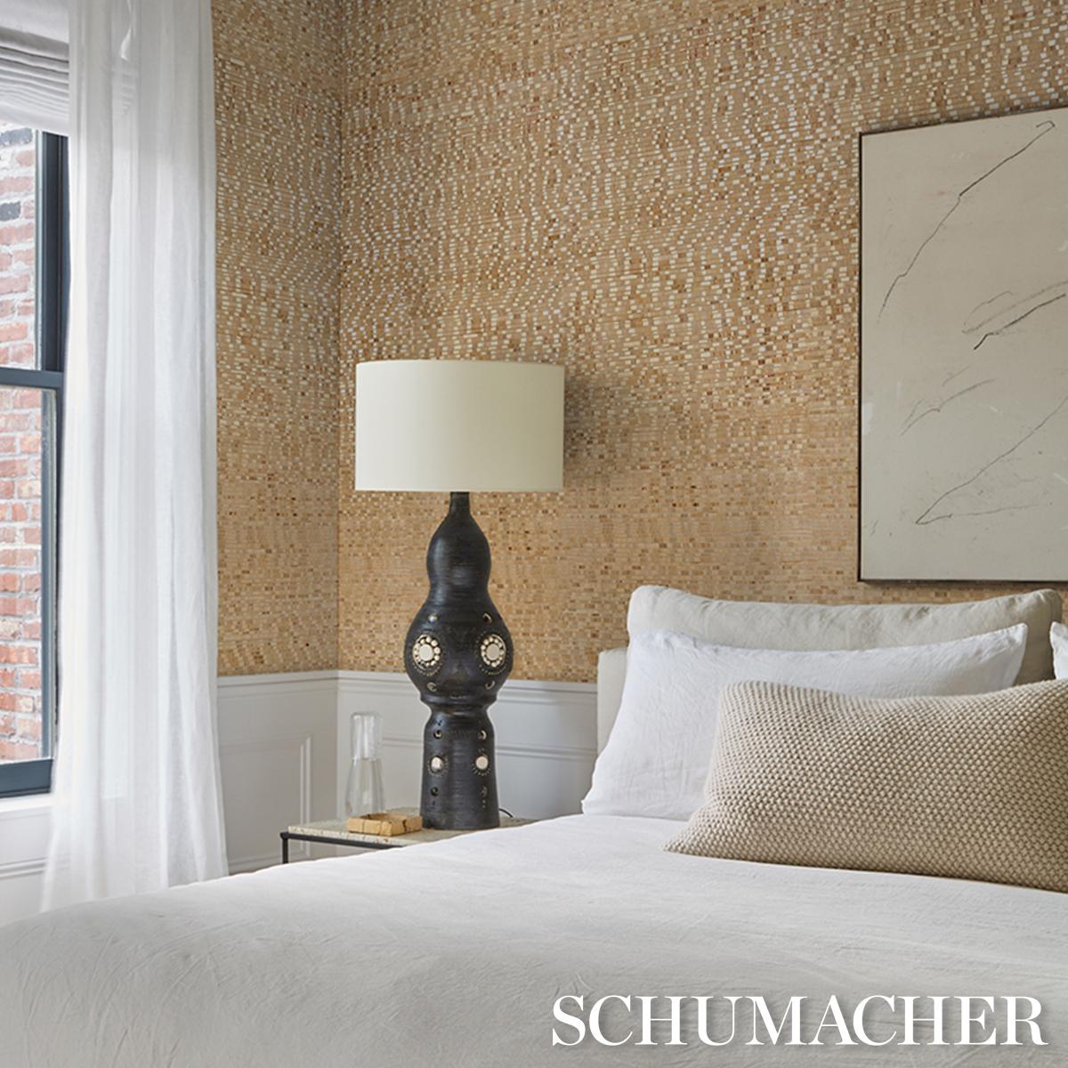 Schumacher Etti Waterlily Wallcovering Warm Gold Wallpaper