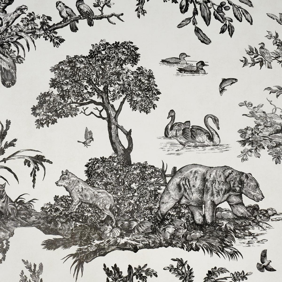 Schumacher Western Toile Carbon Wallpaper
