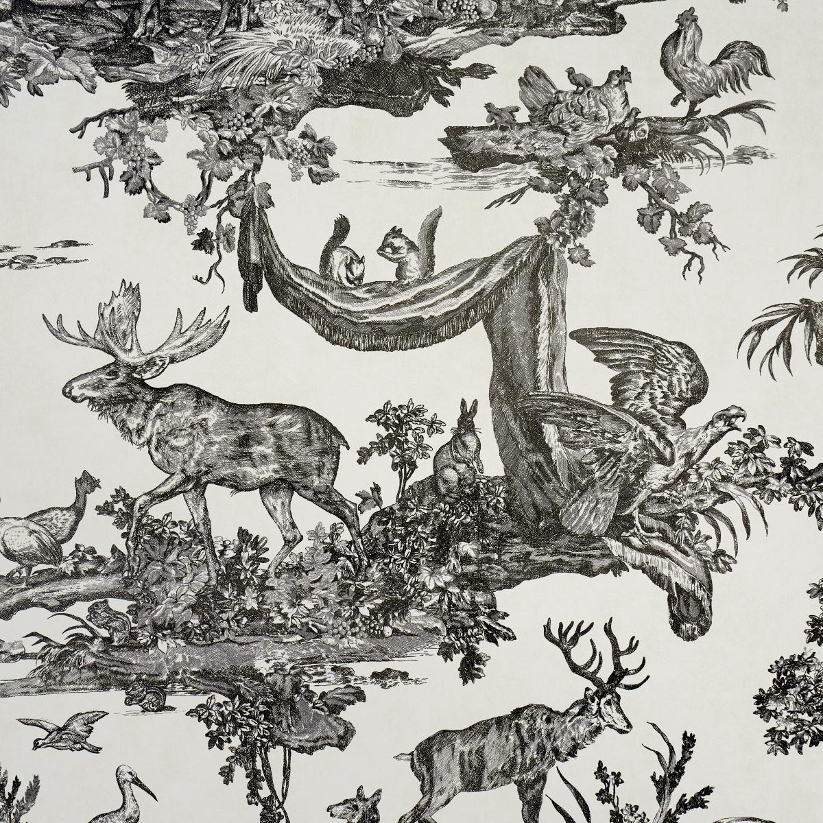Schumacher Western Toile Carbon Wallpaper
