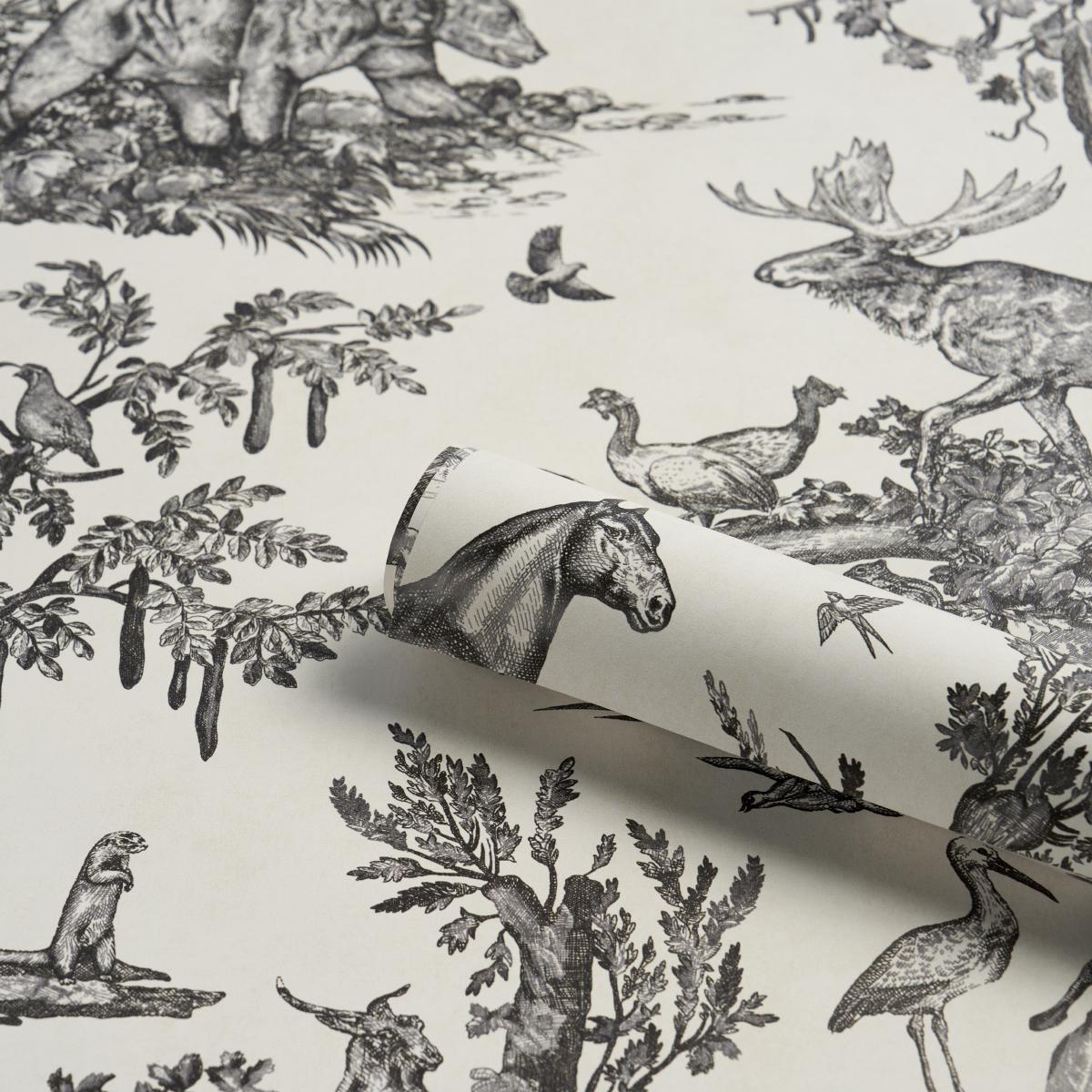 Schumacher Western Toile Carbon Wallpaper