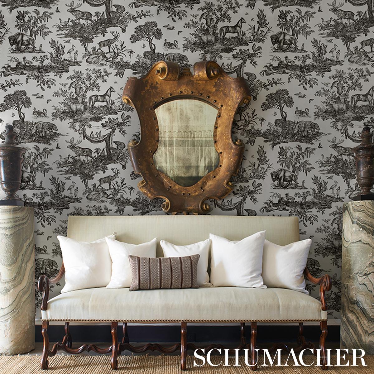 Schumacher Western Toile Carbon Wallpaper