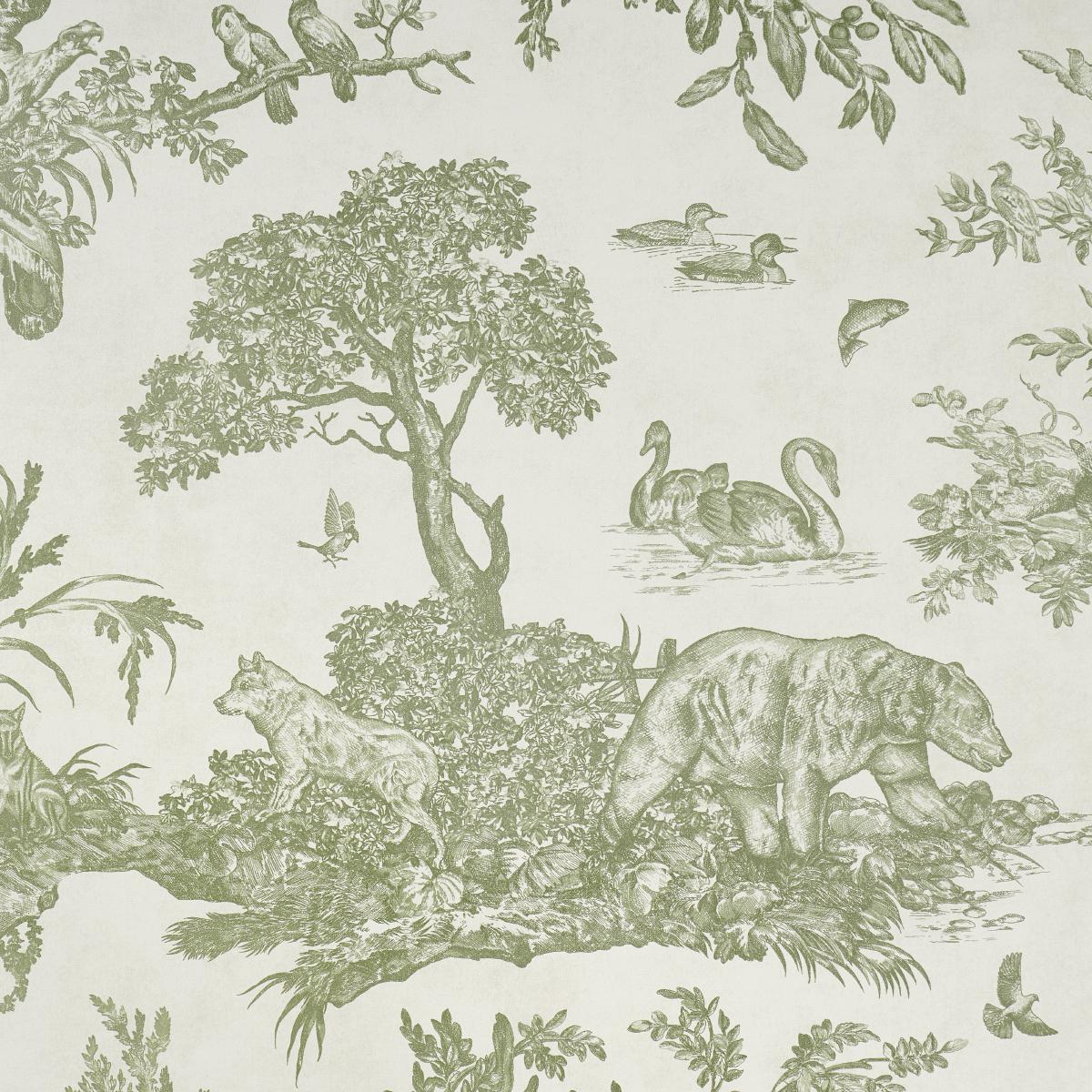Schumacher Western Toile Olive Wallpaper