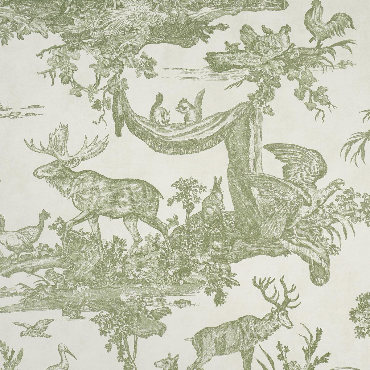 Schumacher Western Toile Olive Wallpaper
