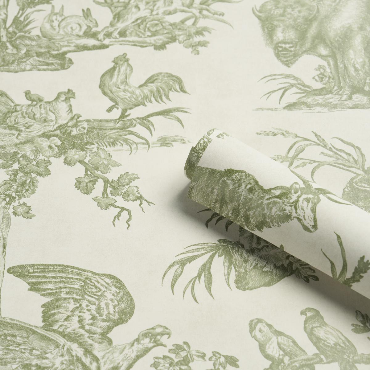 Schumacher Western Toile Olive Wallpaper
