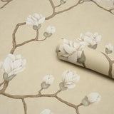 Schumacher Magnolia Tree Soft Gold Wallpaper