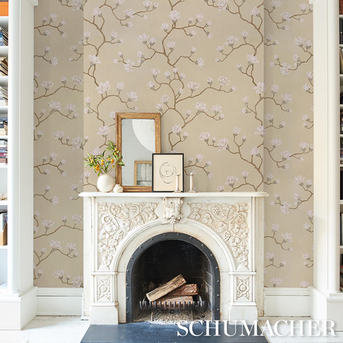 Schumacher Magnolia Tree Soft Gold Wallpaper