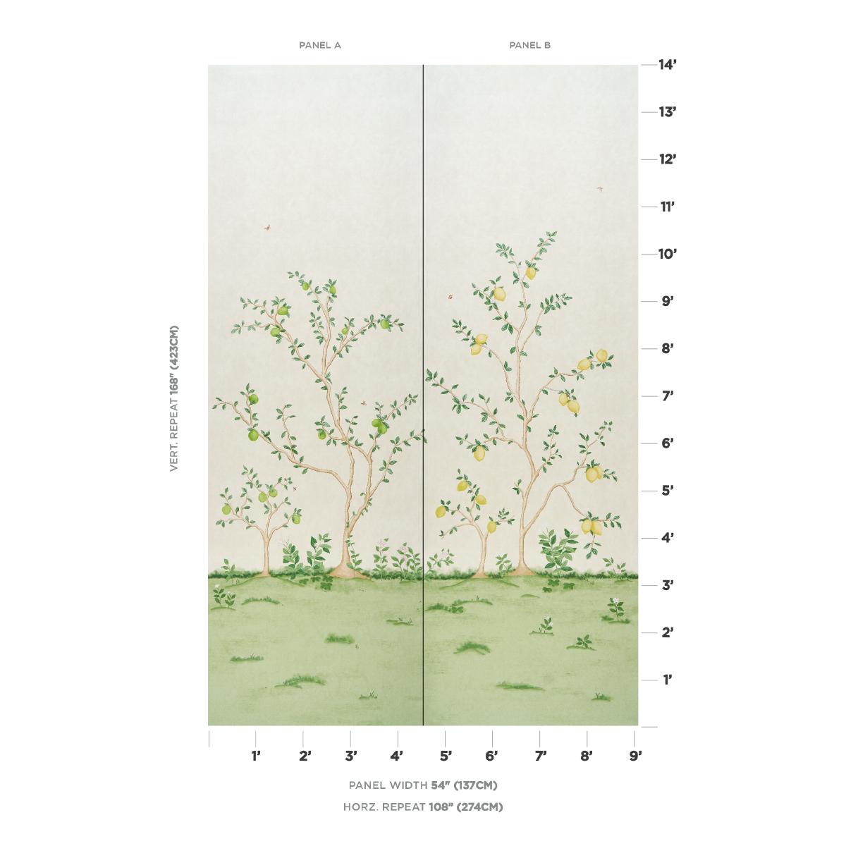 Schumacher Citrus Blossom 2 Panel Set Cream Wallpaper