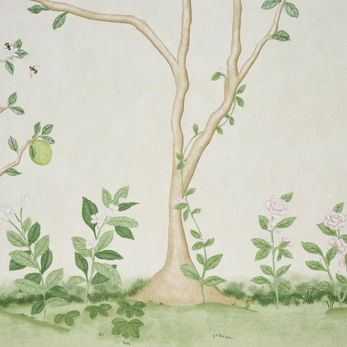 Schumacher Citrus Blossom 2 Panel Set Cream Wallpaper