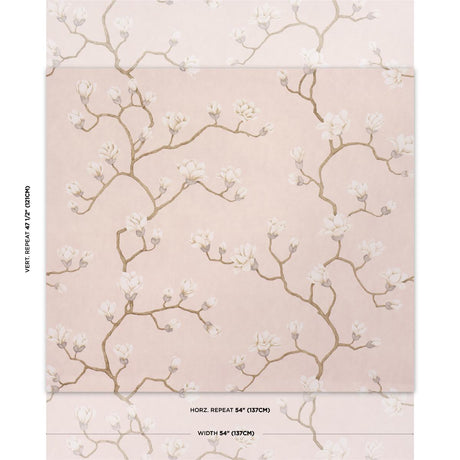 Schumacher Magnolia Tree Dusty Blush Wallpaper