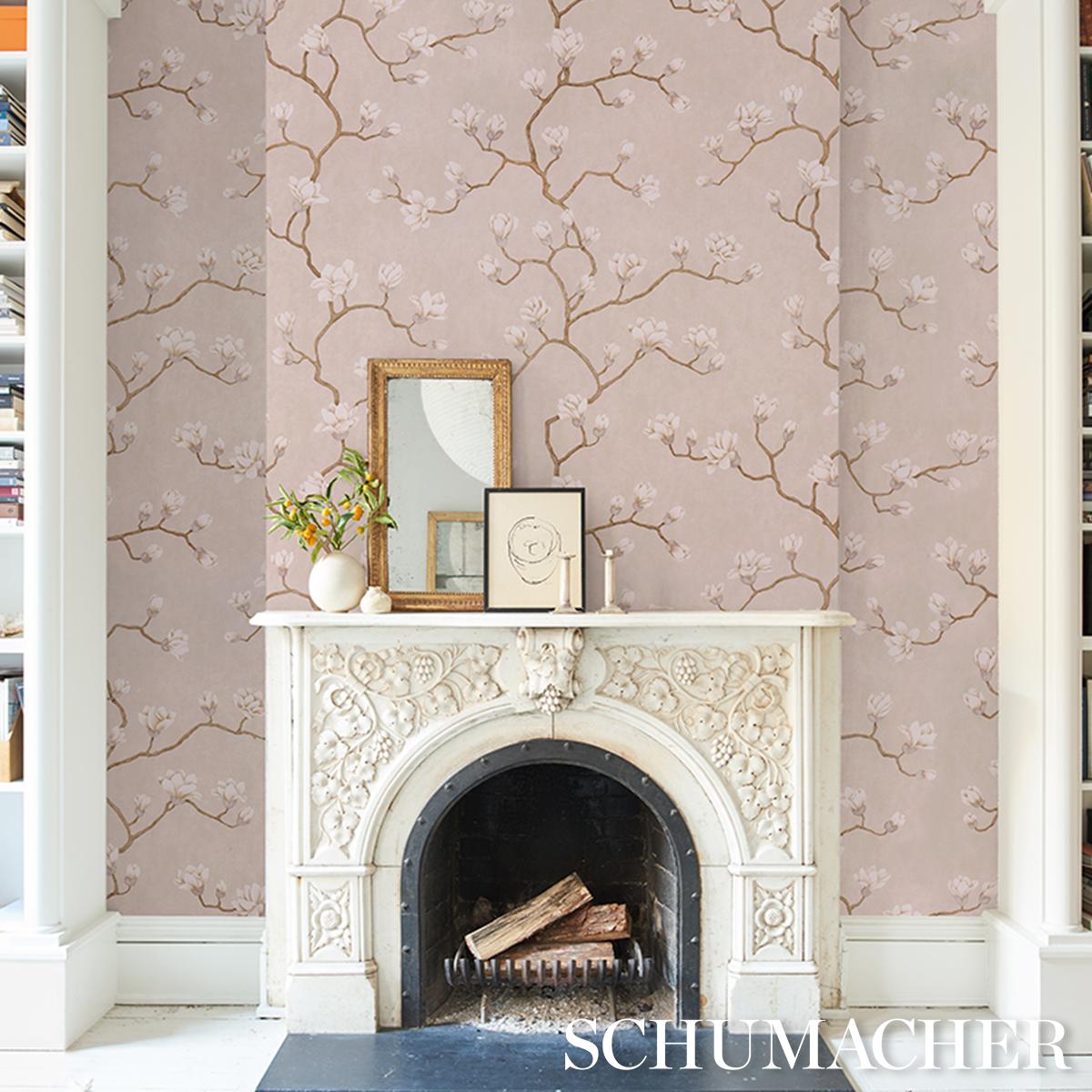 Schumacher Magnolia Tree Dusty Blush Wallpaper