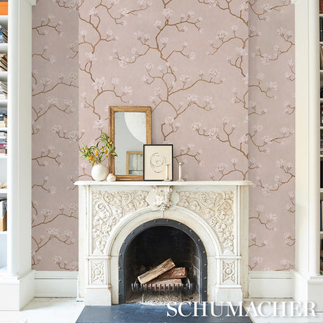 Schumacher Magnolia Tree Dusty Blush Wallpaper