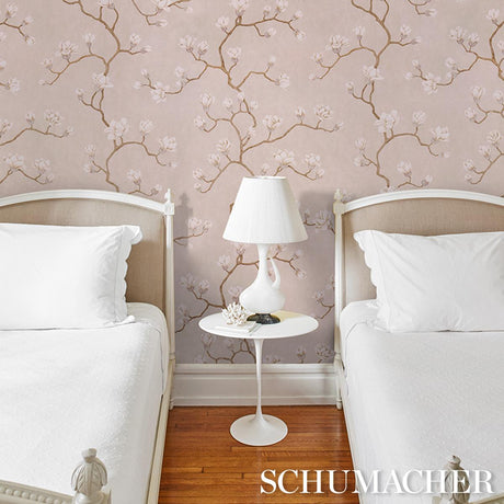Schumacher Magnolia Tree Dusty Blush Wallpaper