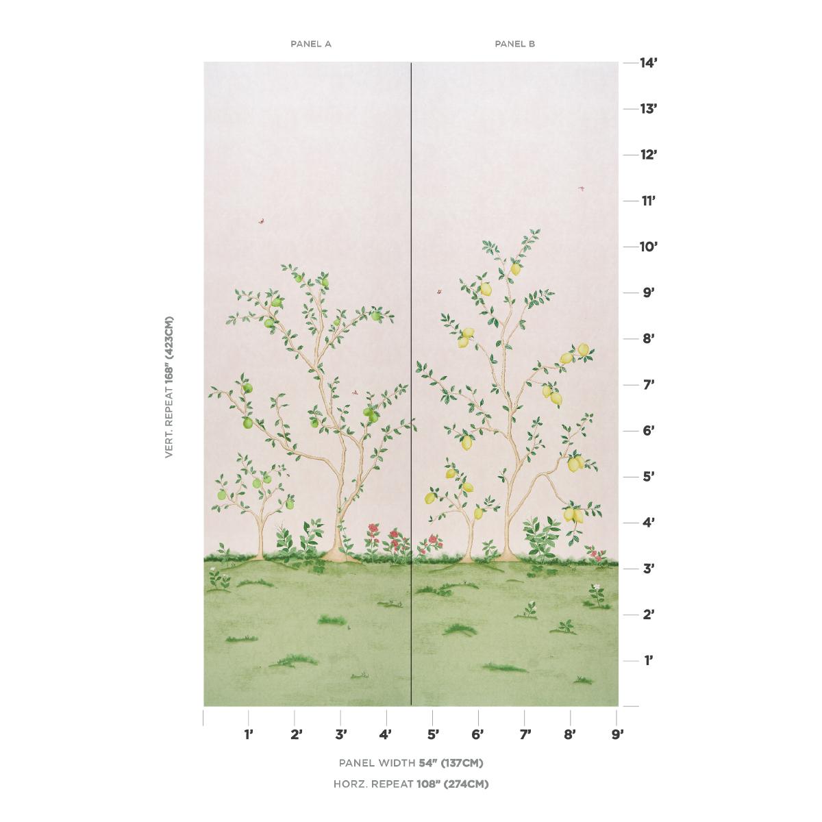 Schumacher Citrus Blossom 2 Panel Set Blush Wallpaper