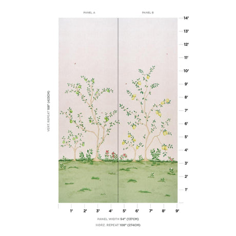 Schumacher Citrus Blossom 2 Panel Set Blush Wallpaper