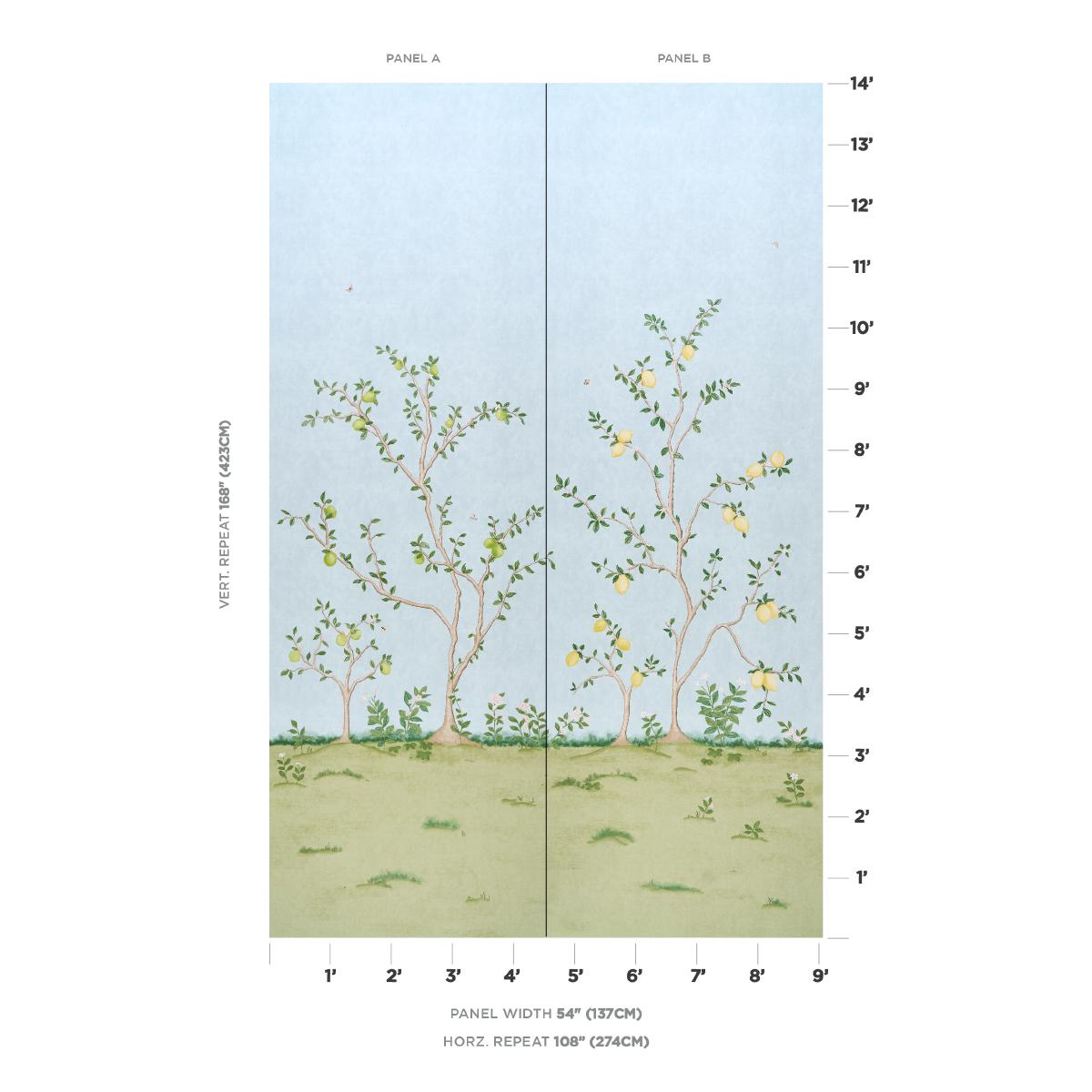 Schumacher Citrus Blossom 2 Panel Set Sky Wallpaper