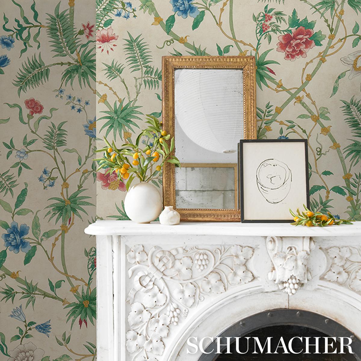 Schumacher Arasi Botanical Parchment Wallpaper