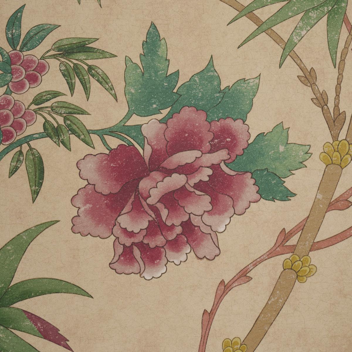 Schumacher Arasi Botanical Coral Wallpaper