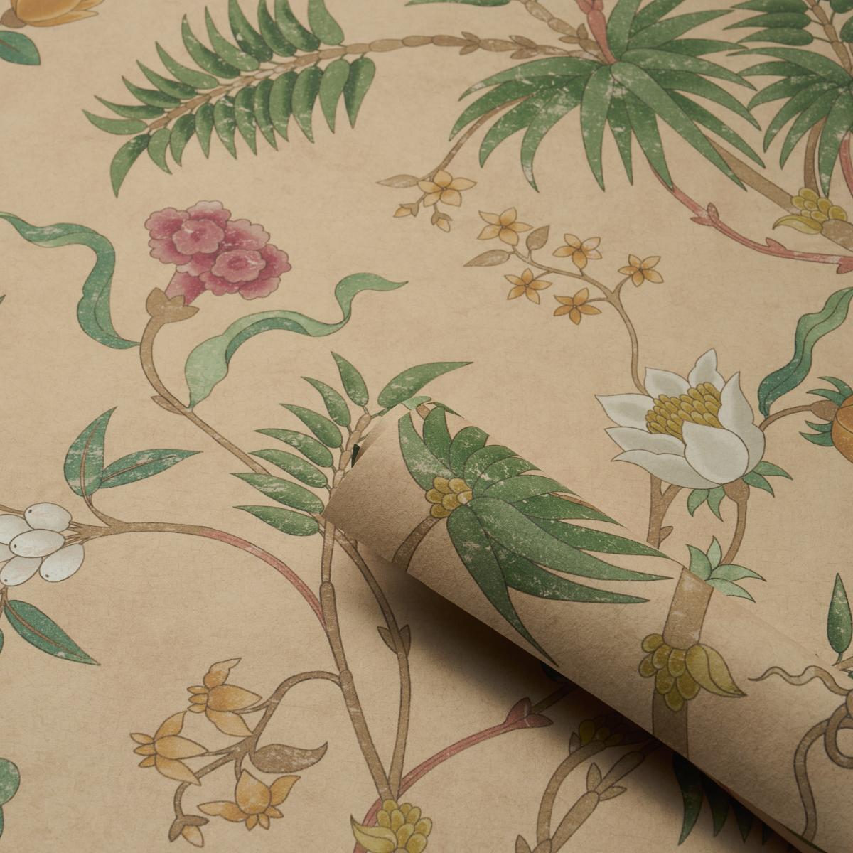 Schumacher Arasi Botanical Coral Wallpaper
