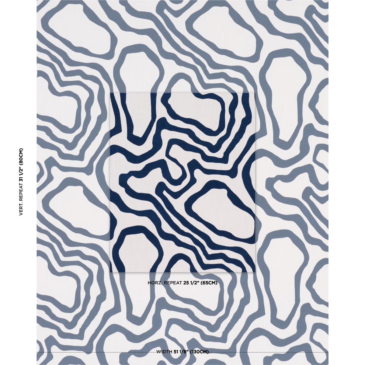Schumacher Defeo Embroidery Indigo Fabric