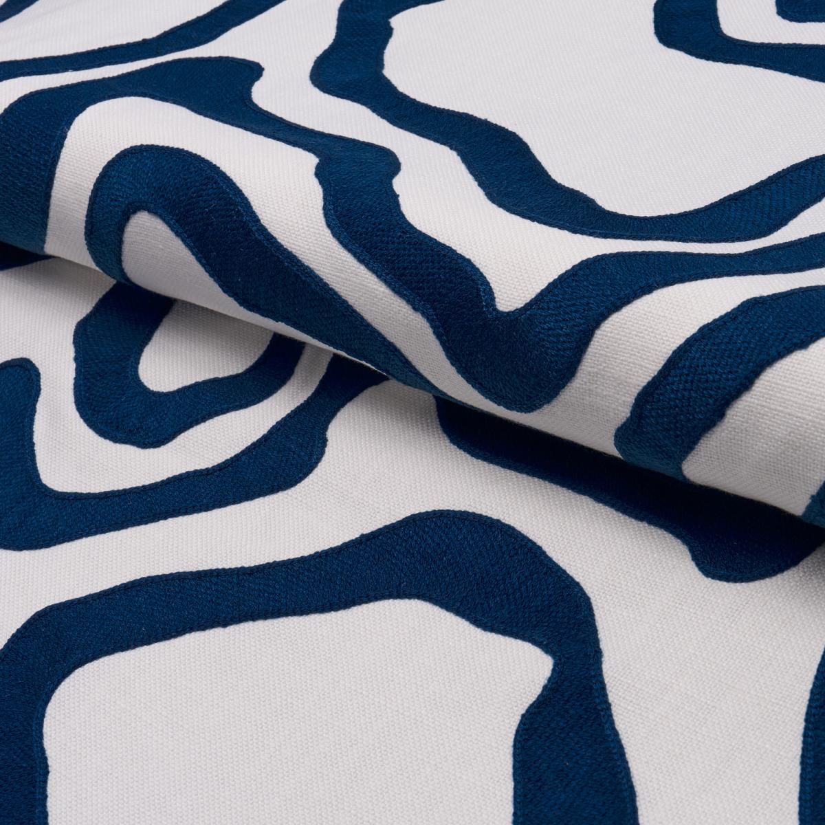 Schumacher Defeo Embroidery Indigo Fabric