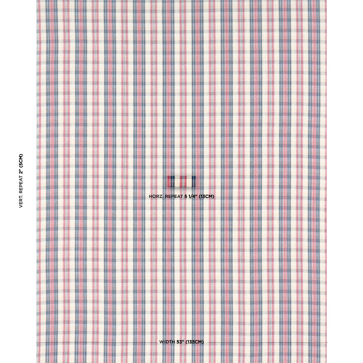 Schumacher Fonda Hand Woven Plaid Rouge & Navy Fabric