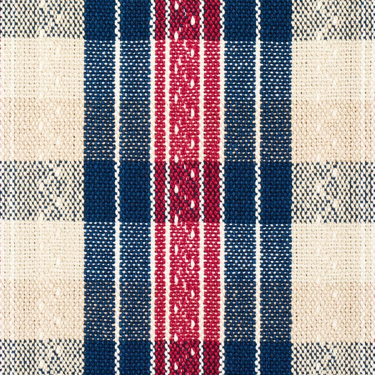 Schumacher Fonda Hand Woven Plaid Rouge & Navy Fabric