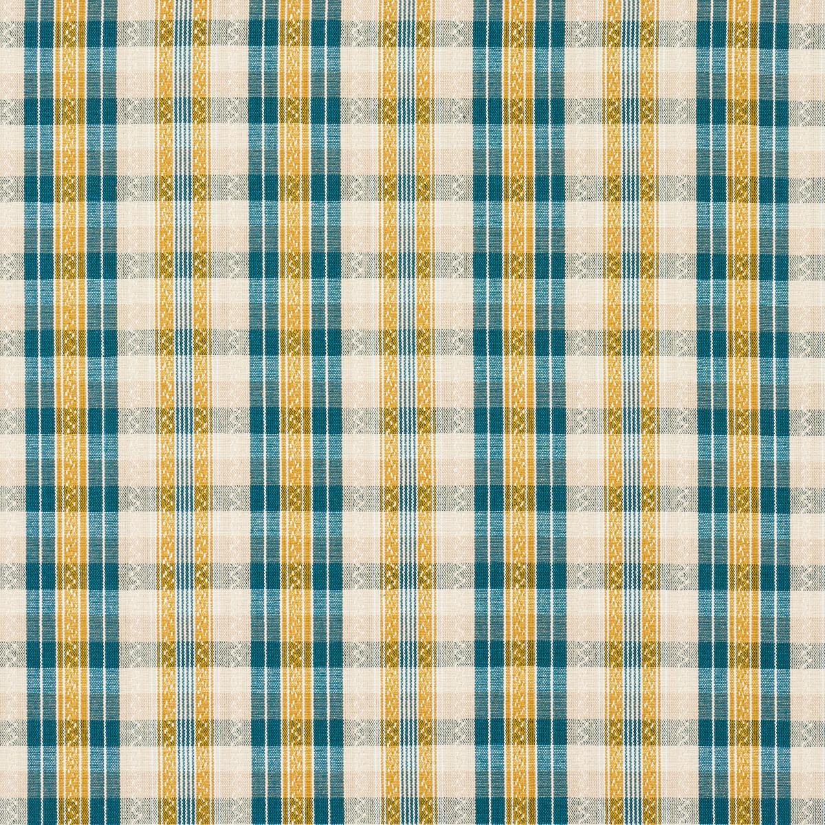 Schumacher Fonda Hand Woven Plaid Teal & Citron Fabric