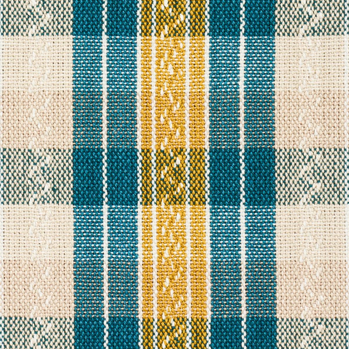 Schumacher Fonda Hand Woven Plaid Teal & Citron Fabric