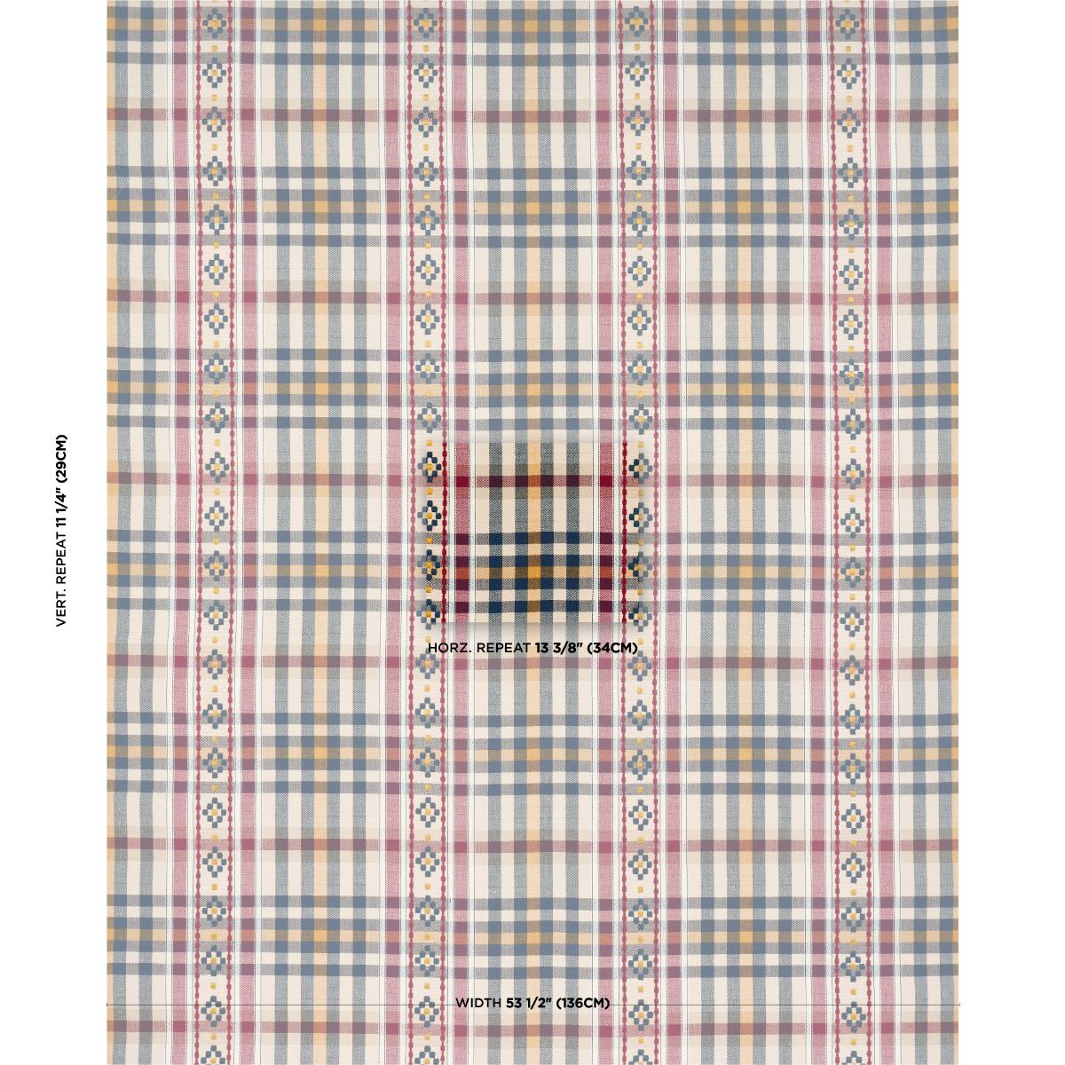 Schumacher Hutton Hand Woven Check Rouge & Navy Fabric