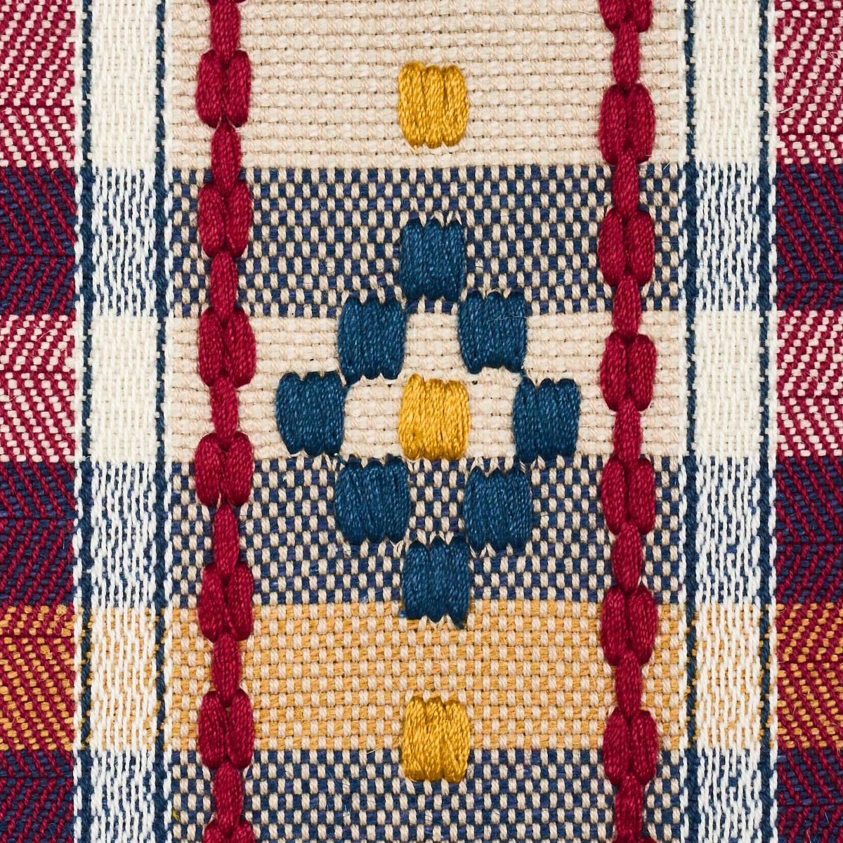 Schumacher Hutton Hand Woven Check Rouge & Navy Fabric