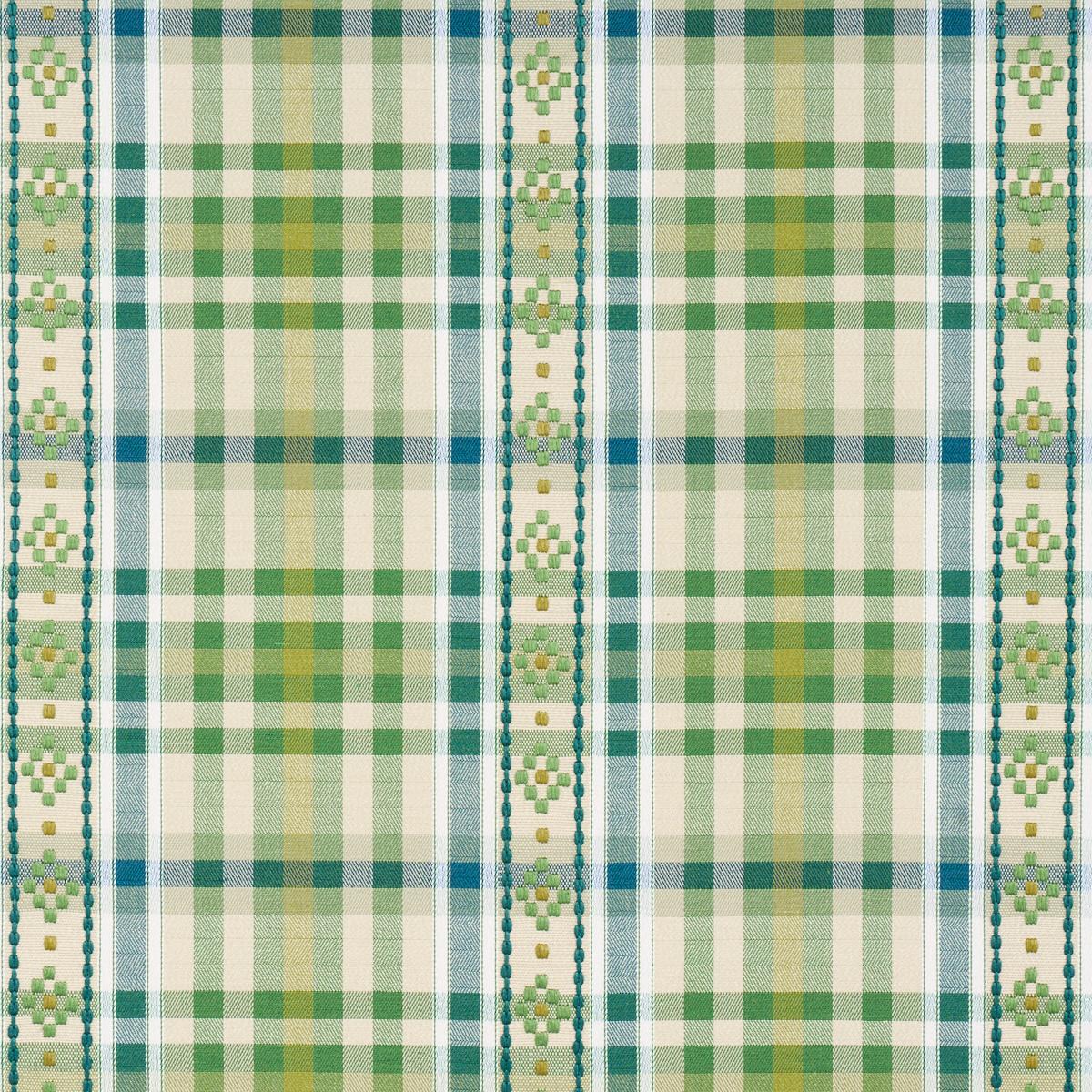 Schumacher Hutton Hand Woven Check Leaf Fabric