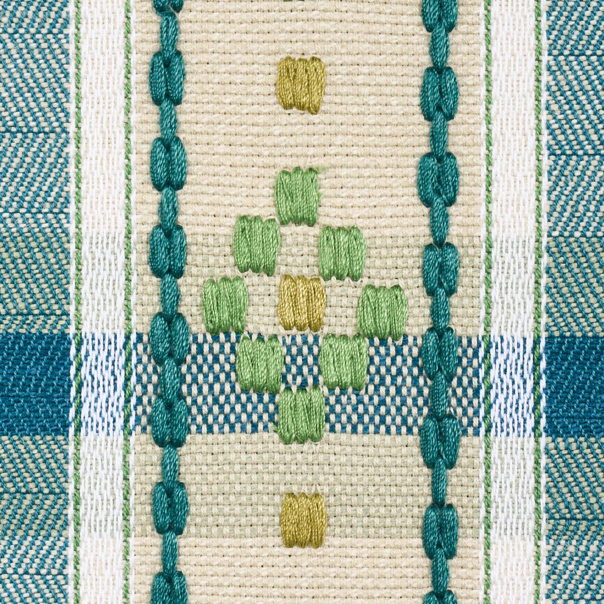 Schumacher Hutton Hand Woven Check Leaf Fabric