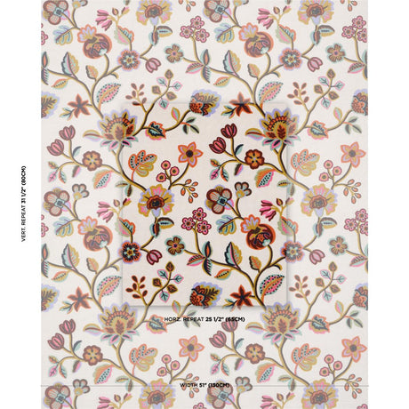 Schumacher Loulou Embroidery Jewel Fabric