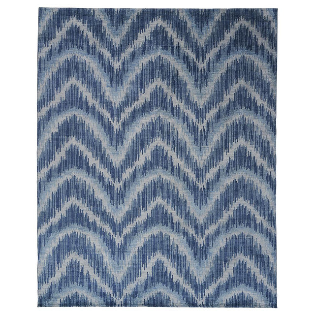 Schumacher Blue 15' x 11' Venetian Flamestitch Rug