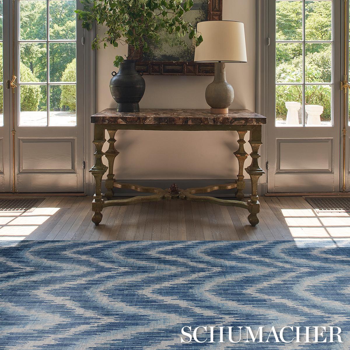 Schumacher Blue 15' x 11' Venetian Flamestitch Rug