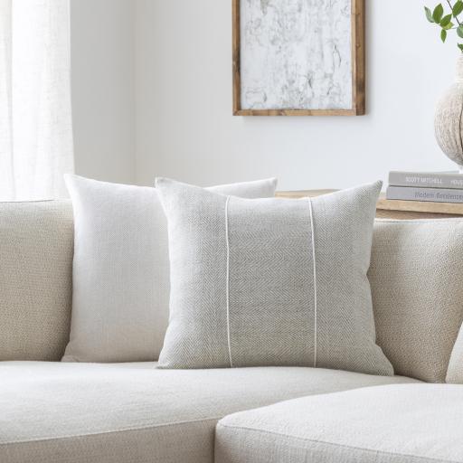 Surya Stitched Linen SCE-001 20"H x 20"W Pillow Kit