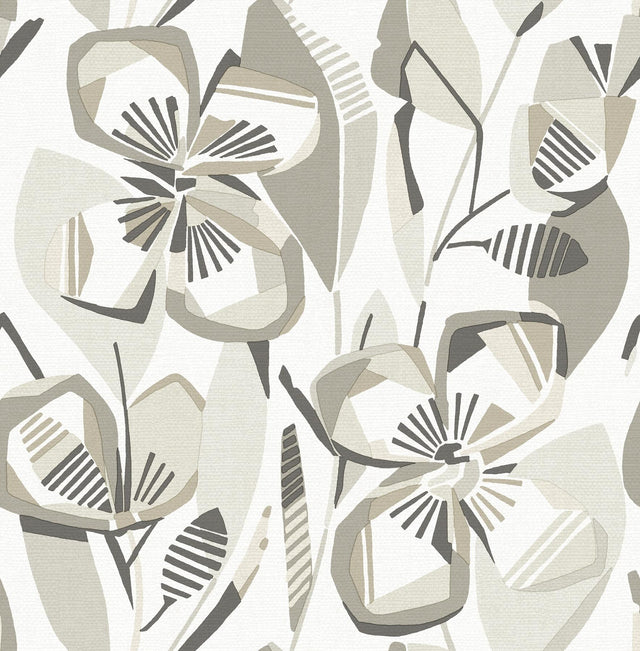 A-Street Prints Nathalie Beige Abstract Blooms Wallpaper