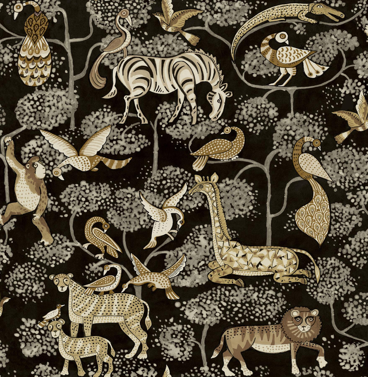 A-Street Prints Rigby Black Jungle Animals Wallpaper
