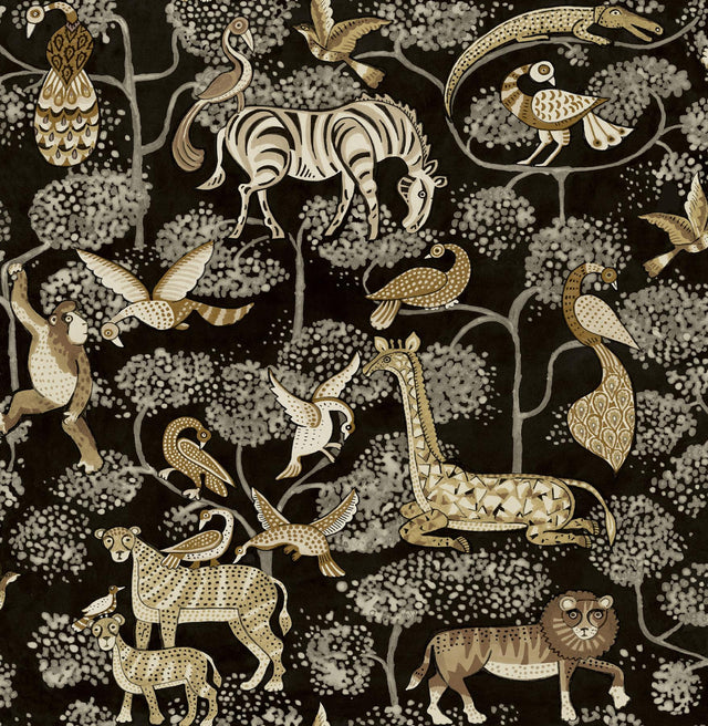 A-Street Prints Rigby Black Jungle Animals Wallpaper